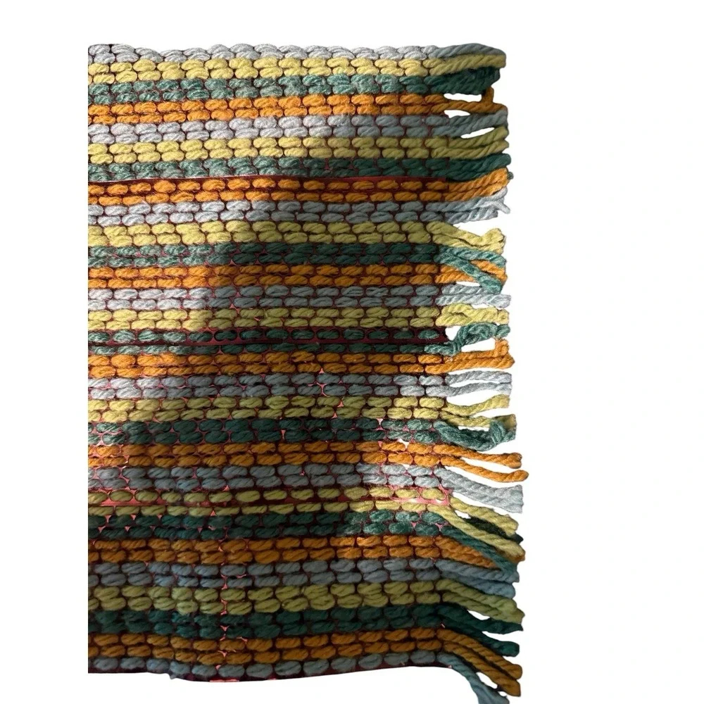 Vintage Woven Placemats Green Orange Retro MCM 12